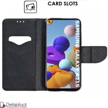 Telone dėklas su skyreliais - juodas (Samsung A21s)